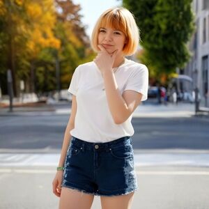 Justice ✦ Premium Jean Shorts ✦ Blue Denim Raw Hem Embroidered Pockets Sz 14